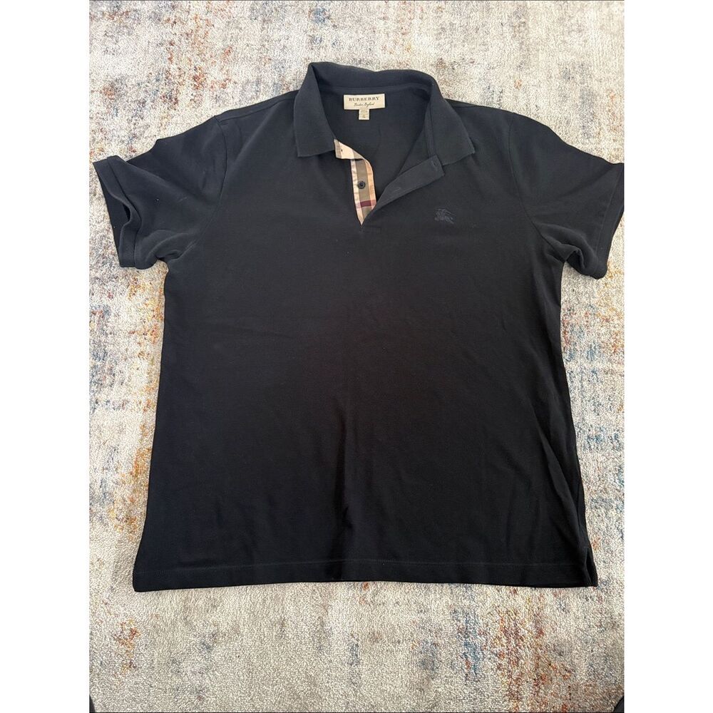 Burberry Black Men's Polo with Signature Check Placket
